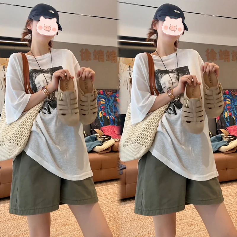 2025夏季新款设计感小众不撞款潮流百搭上衣短袖短裤两件套装女