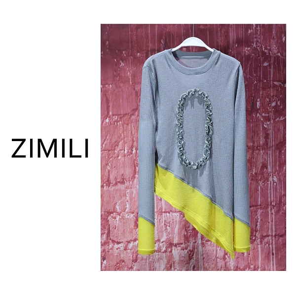 【亮哥女装】2025欧版欧货极致灰撞色拼接下摆时尚皮肤衣8891