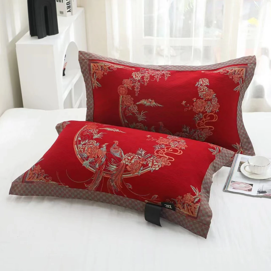 【鸾凤和鸣枕巾】52*78cm轻奢高端定制精梳棉枕巾一对装