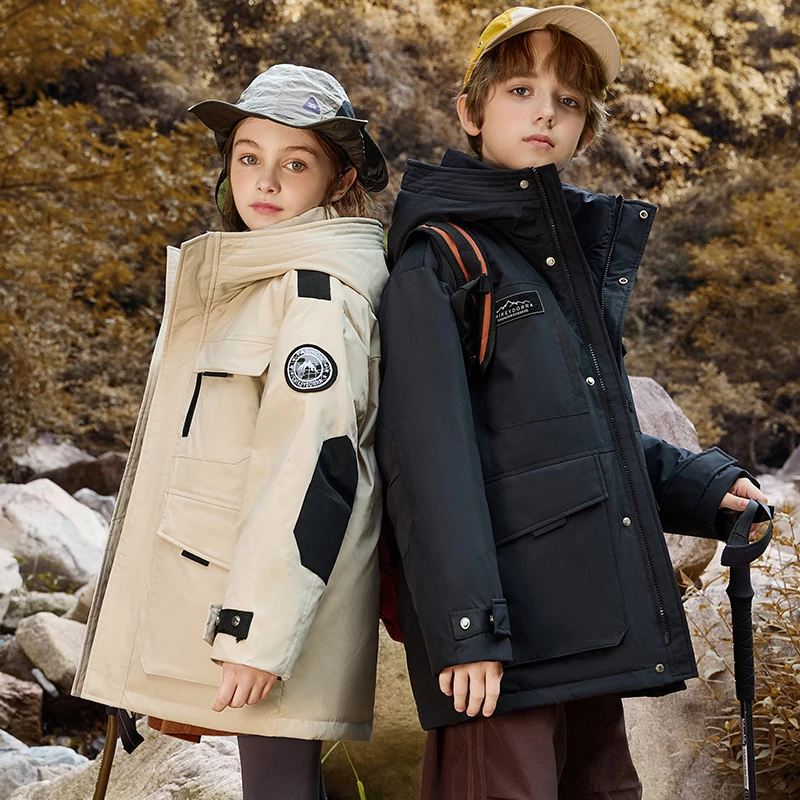 儿童羽绒服2025新款男女童中长款韩版中大童加厚童装外套断码清货