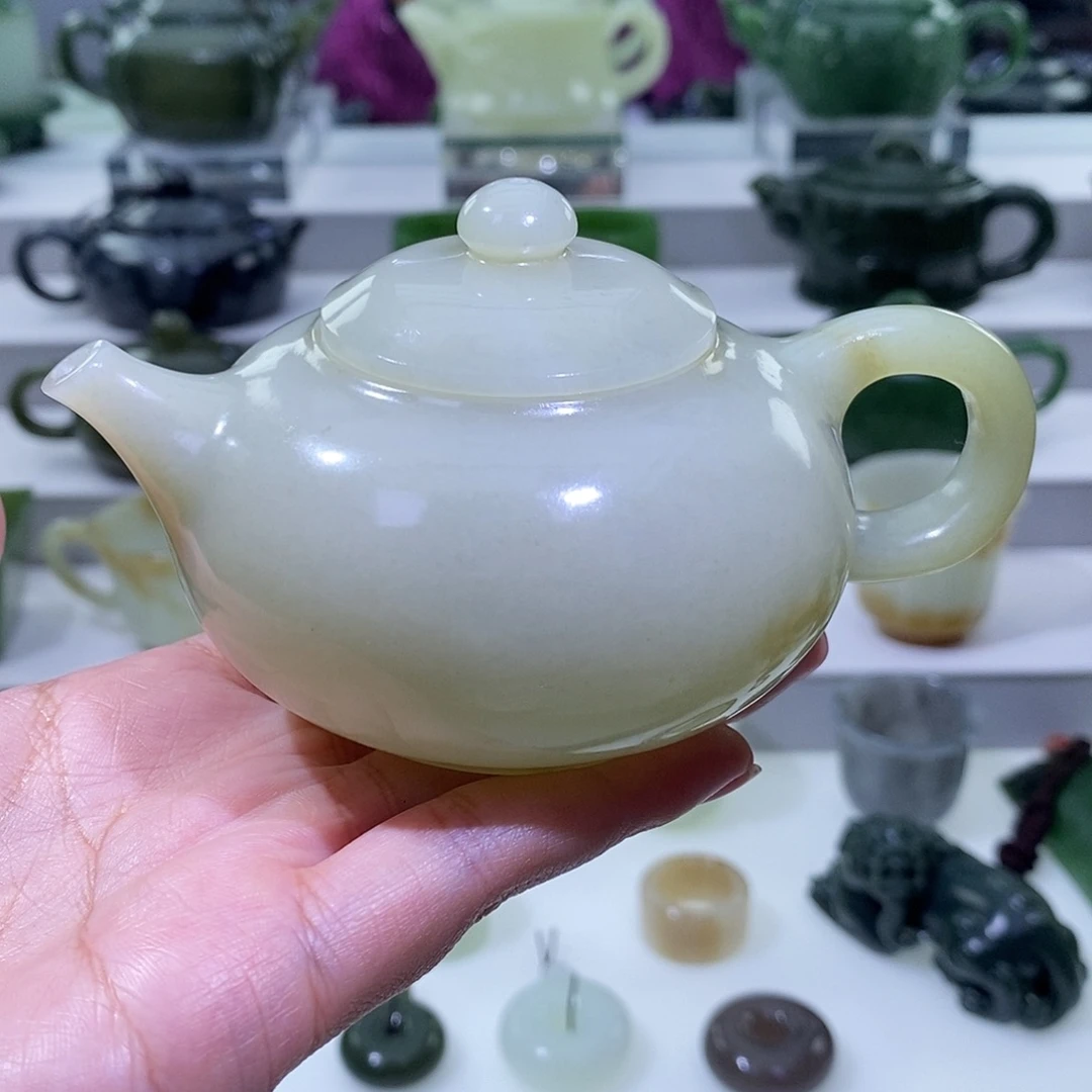 和田玉未镶嵌挂件茶壶