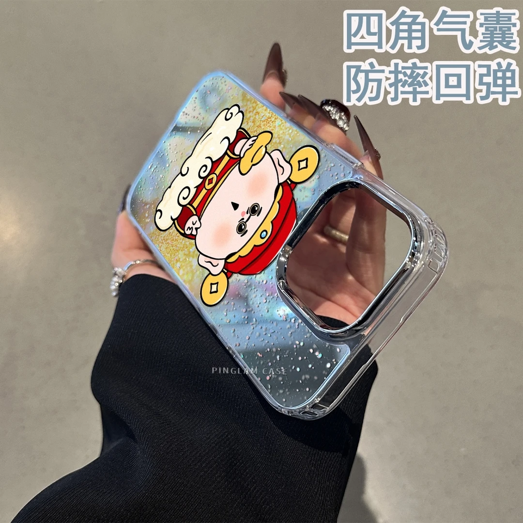 发财财神适用苹果16promax手机壳iPhone15镜头全包14pro防摔13/12