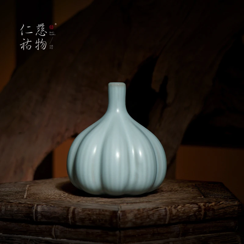 汝窑胜蒜在握茶宠摆件陶瓷茶玩茶道天青色汝瓷送老公男友生日礼物