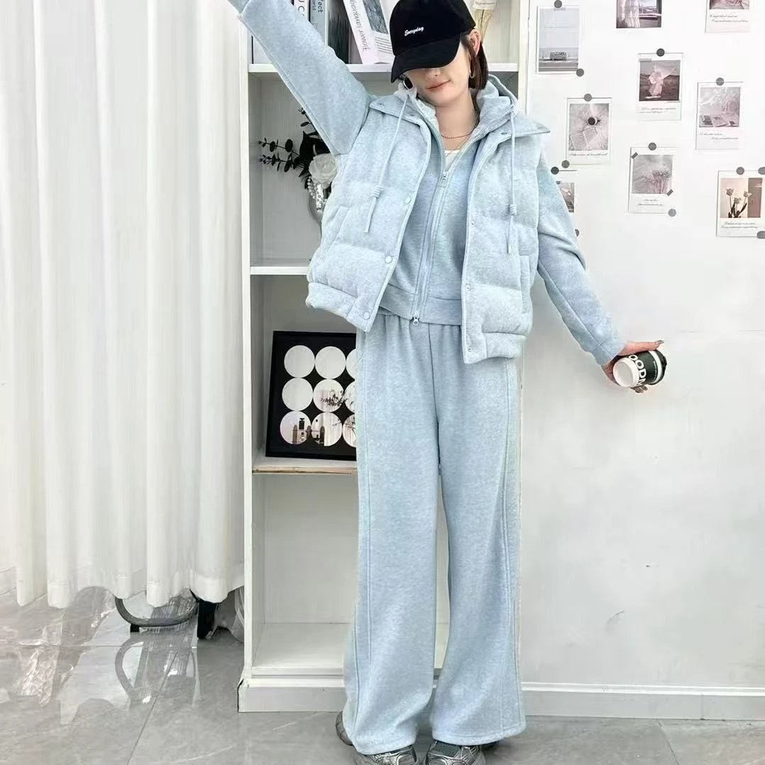 加厚冬季时尚连帽卫衣棉服套装韩版201