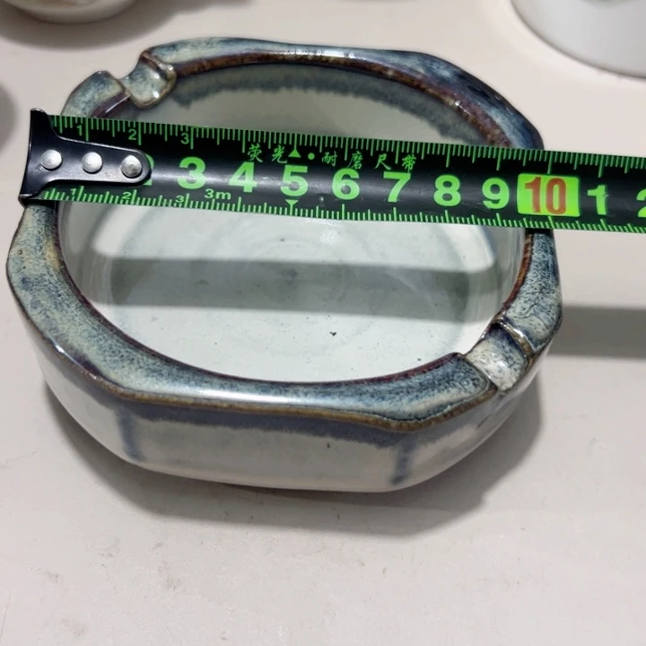 瓷片陶瓷制品花釉烟灰缸两个