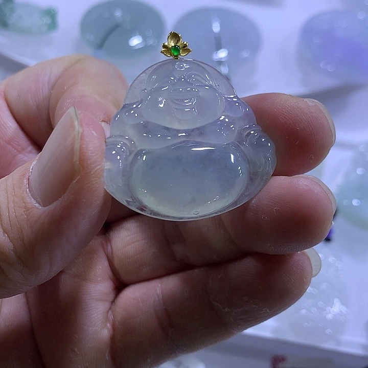 翡翠18K金镶嵌颈饰天然翡翠A货吊坠