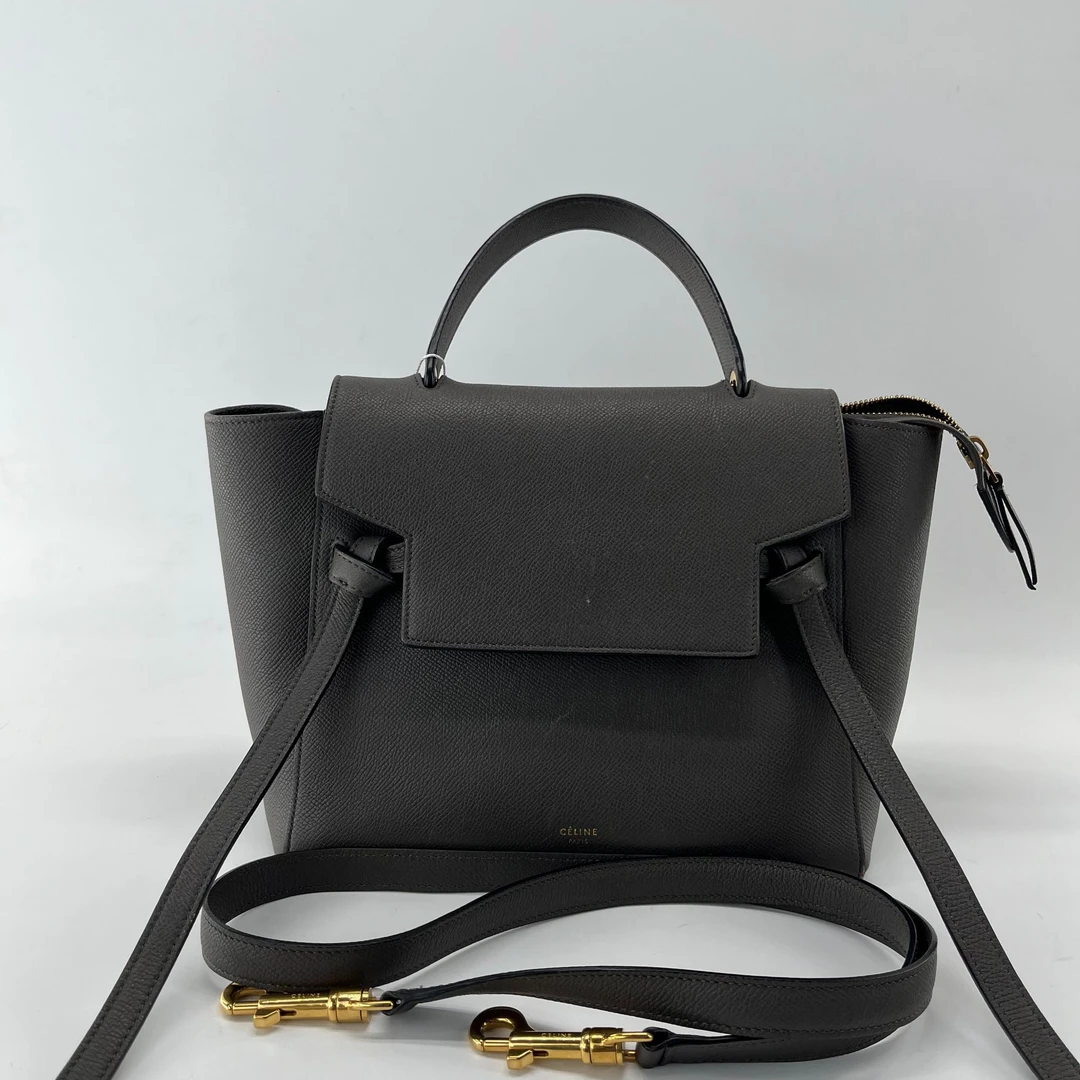 99新 Celine/思琳  思琳鲶鱼包小号 大象灰 单肩手提包奢侈经典