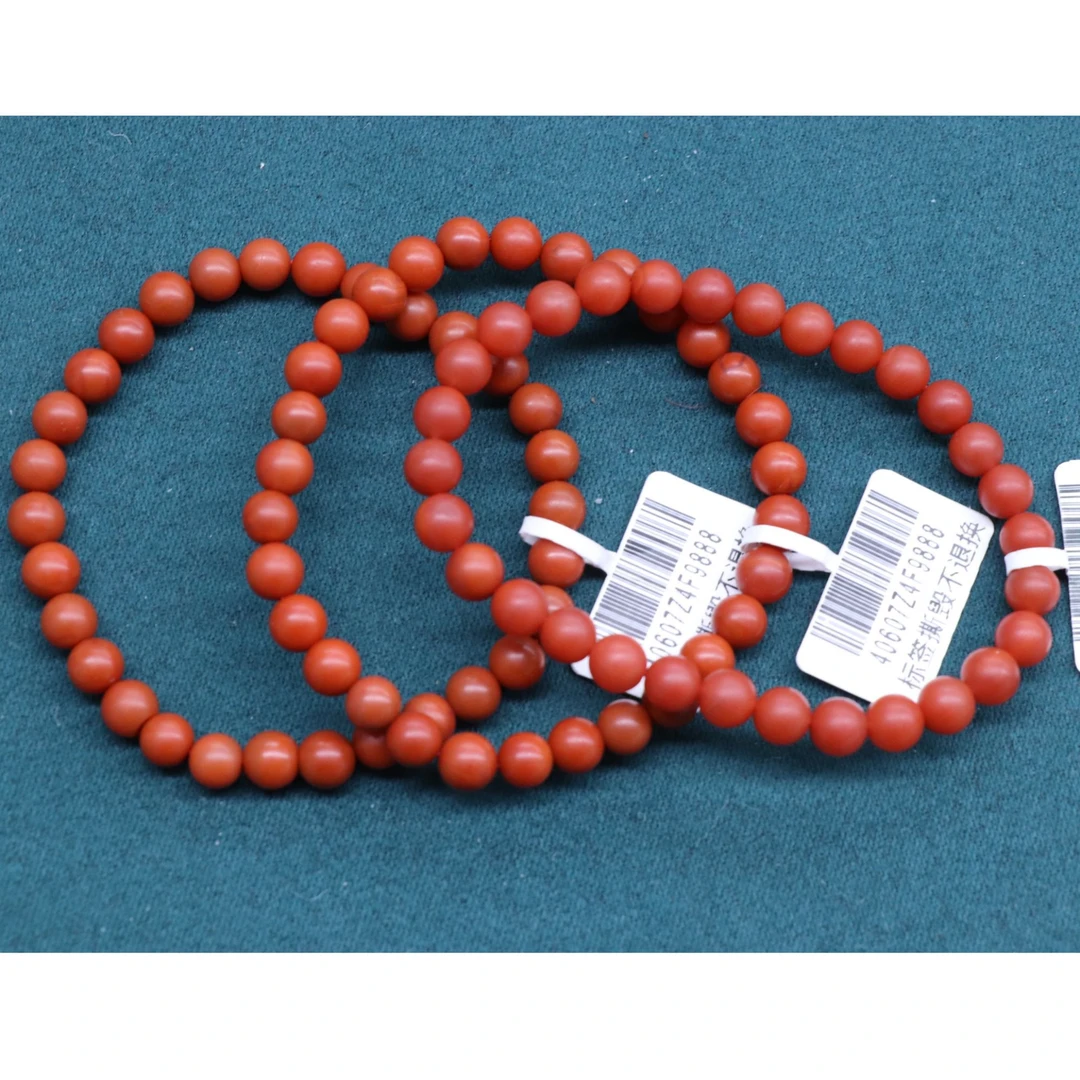 1原矿无优化天然南红保山廊坡锦红单圈6mm左右手串多样性发一条