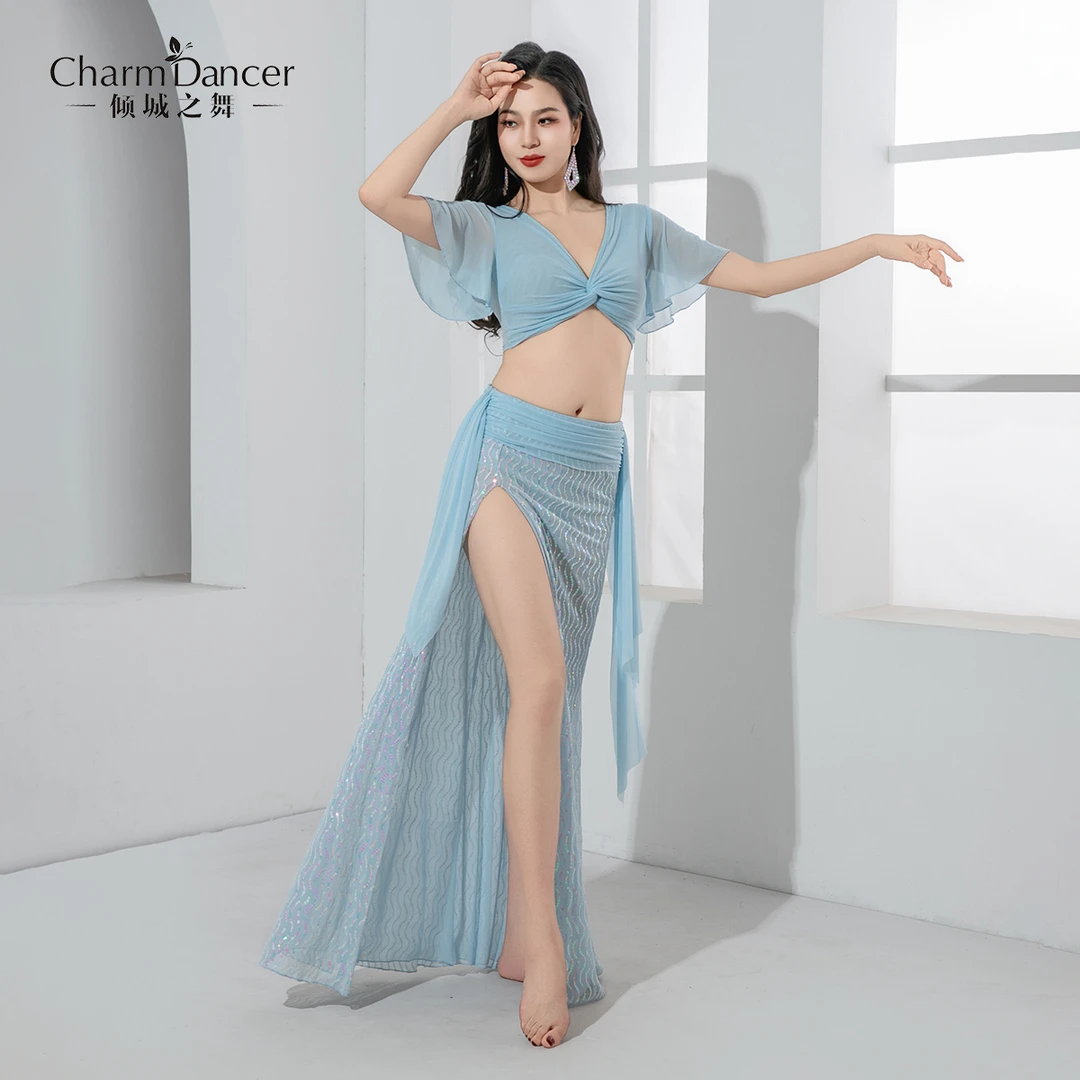 倾城之舞肚皮舞服装唯美仙气练功服轻奢亮片东方舞舞蹈服演出套装