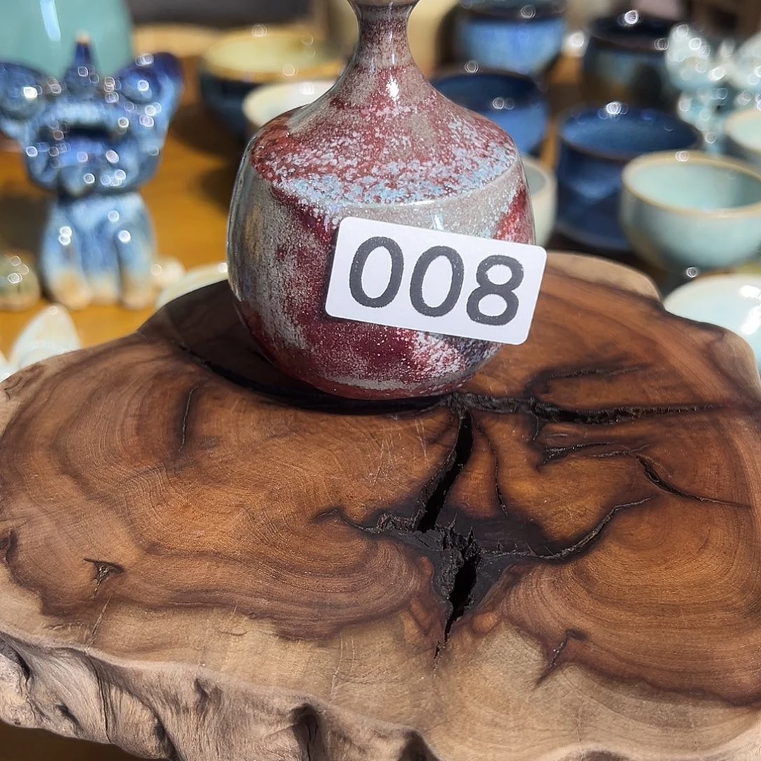 窑变小花器红釉色