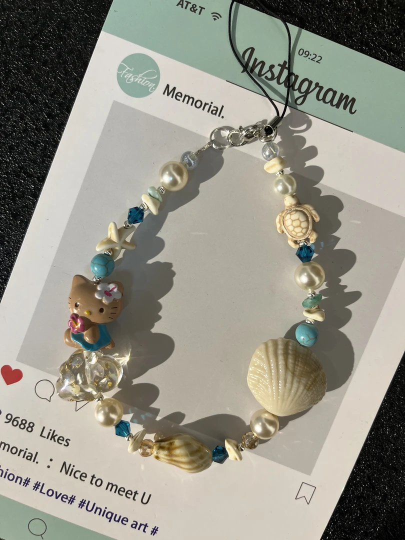 【编号69】夏日海滩KT 潮玩手机壳挂件DIY饰品原创手机链