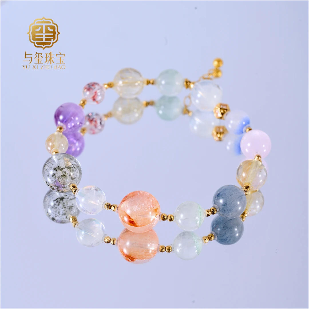 【一见倾心】绿幽灵+翠幽灵+钛晶紫超七+马岛月光+蓝针+金草莓18K金