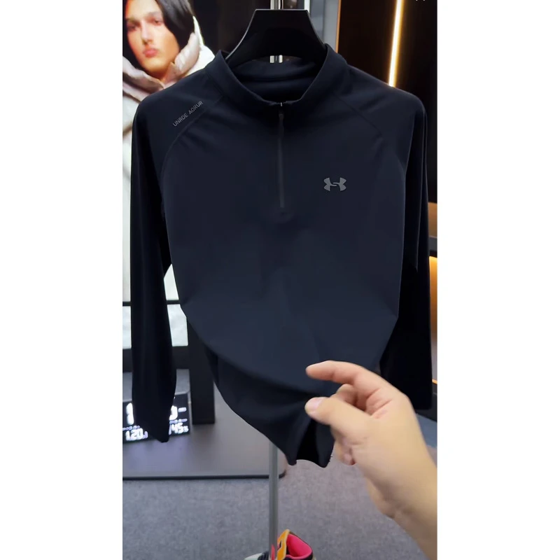 加绒2025秋冬新款男士百搭户外拉链T恤简约时尚休闲纯色男装