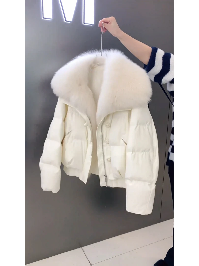 2025年秋冬新款韩系高级感大毛领短款面包服女加厚保暖棉服外套女