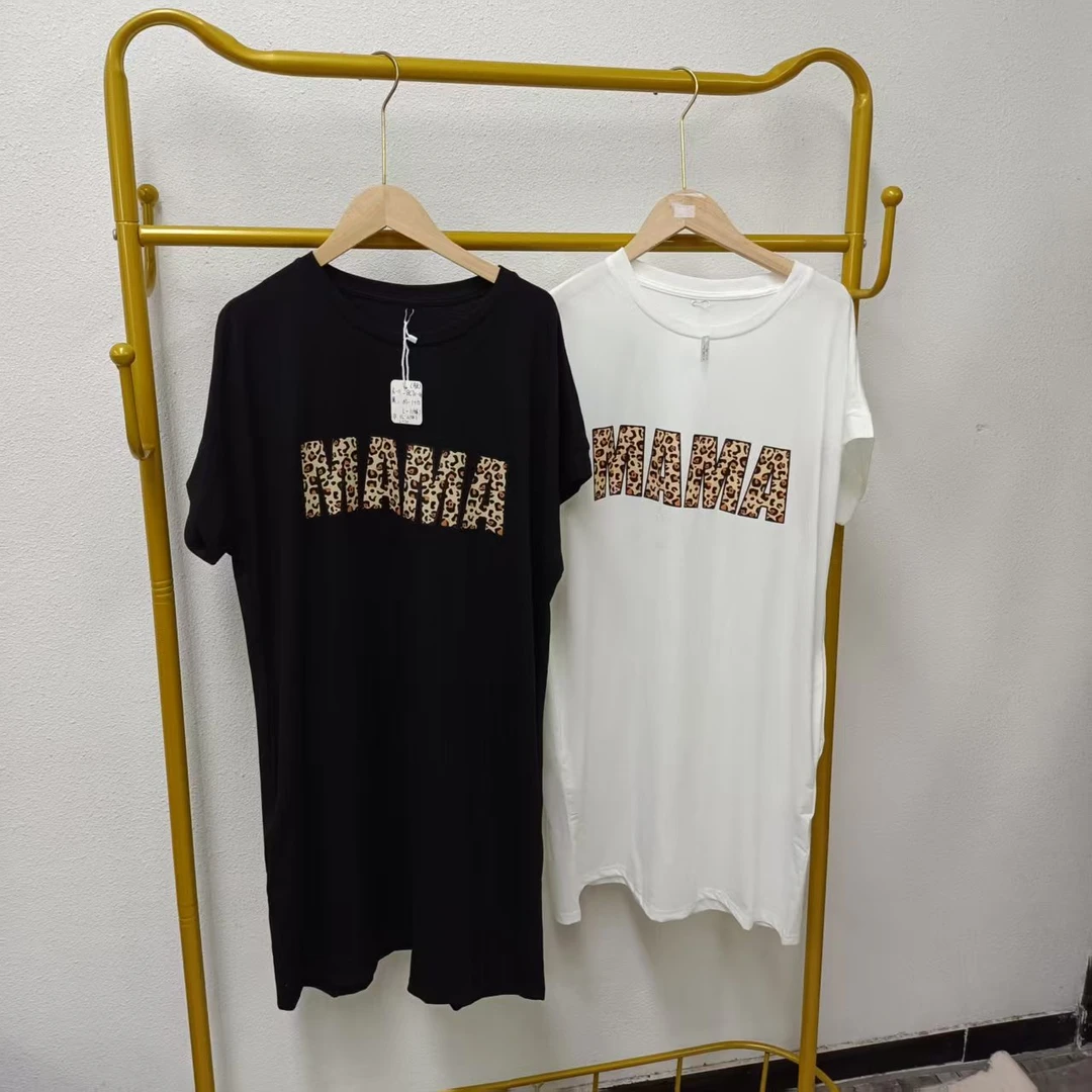 唯琳剪标   4仓T6-12BC-70-42款   MAMA豹纹字母短袖T恤