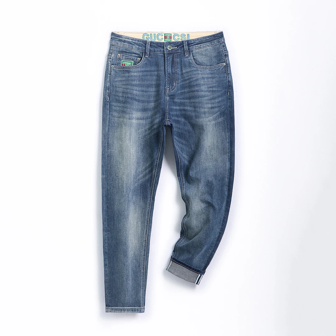 【老赵小个子男装】男士牛仔裤夏季新款弹力微锥小脚裤八分裤男九分