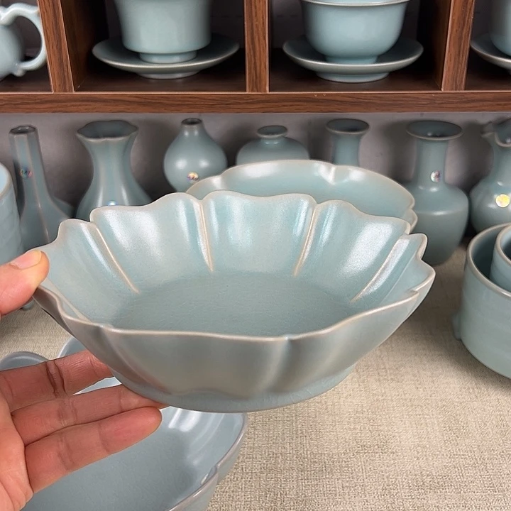 瓷杯子仿古釉芙蓉盘微瑕