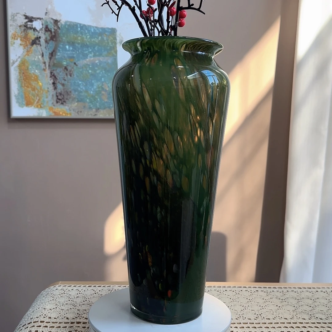 琉璃绿色手工琉璃花瓶