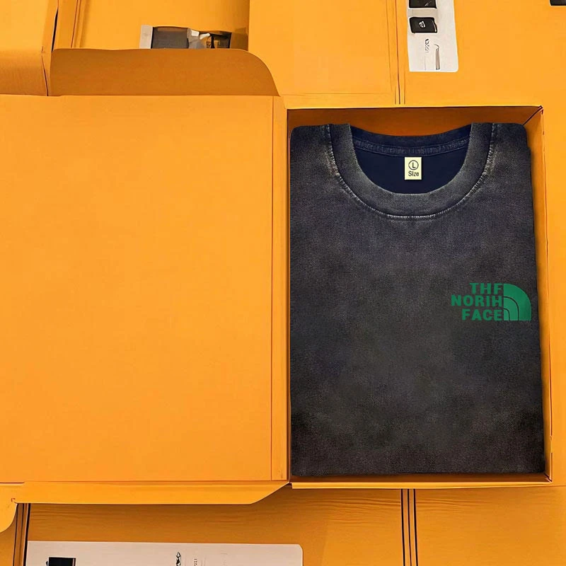 【87号链接-北家面硅胶】复古水洗做旧短袖T恤男女同款宽松立体硅胶