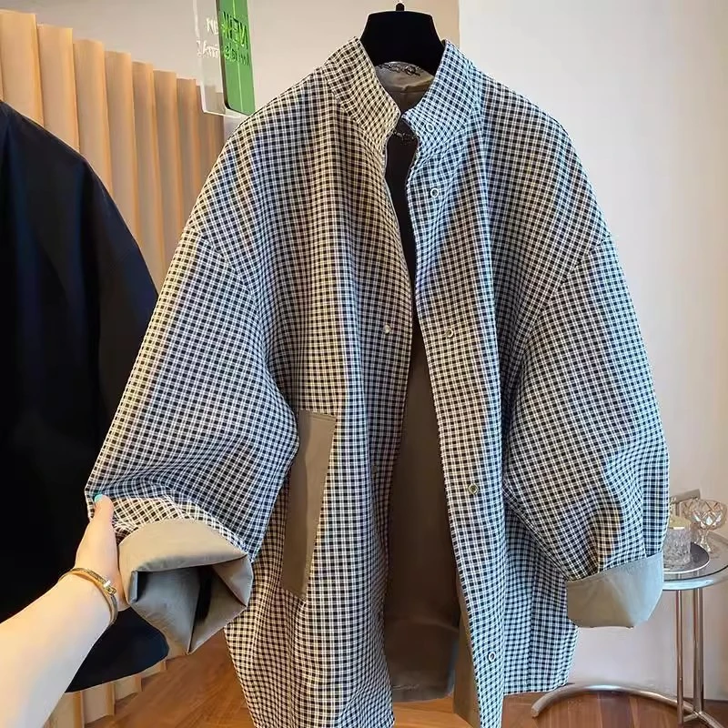 大码300斤高品质英伦风格子双面穿风衣男女春秋季中长款气质大衣