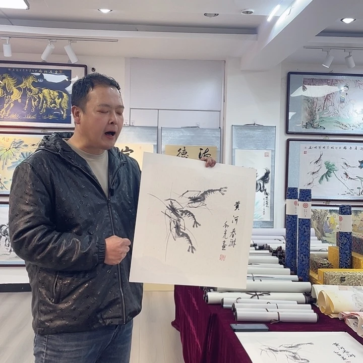 国画黄河春游手绘作品