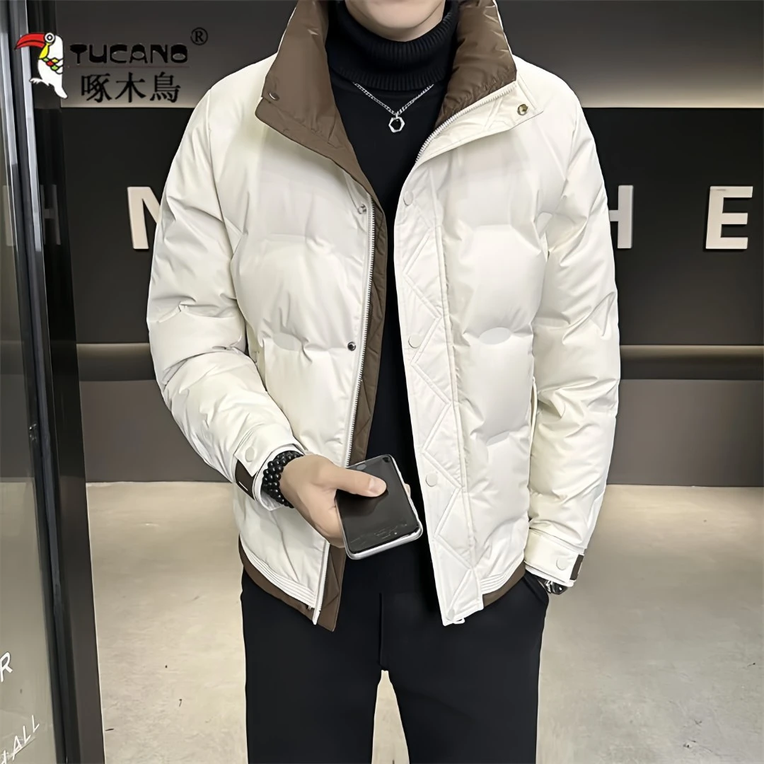 啄木鳥冬季新款时尚立领面包服青年休闲百搭短款帅气保暖防寒服男