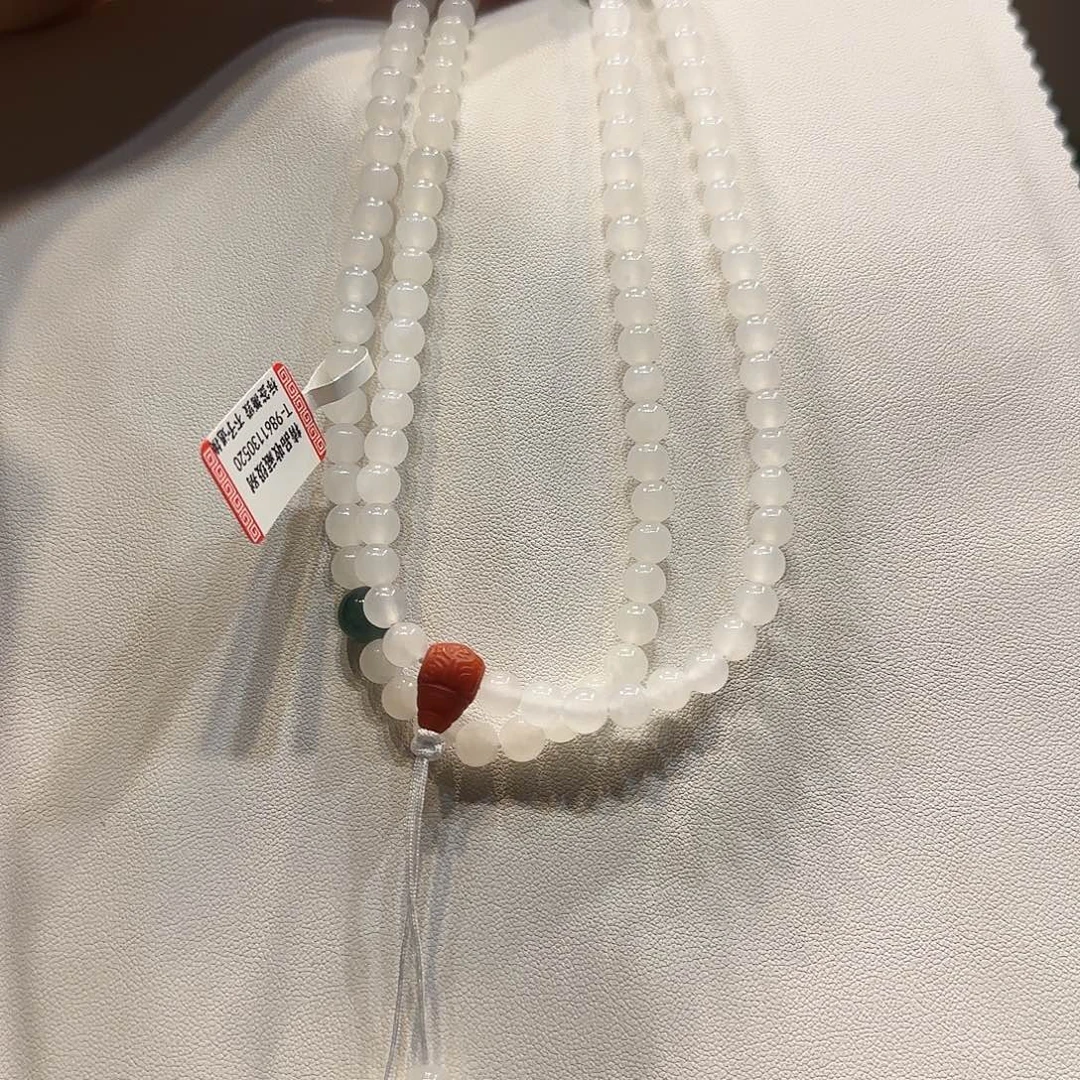 和田玉（白玉）未镶嵌项链6mm白玉108