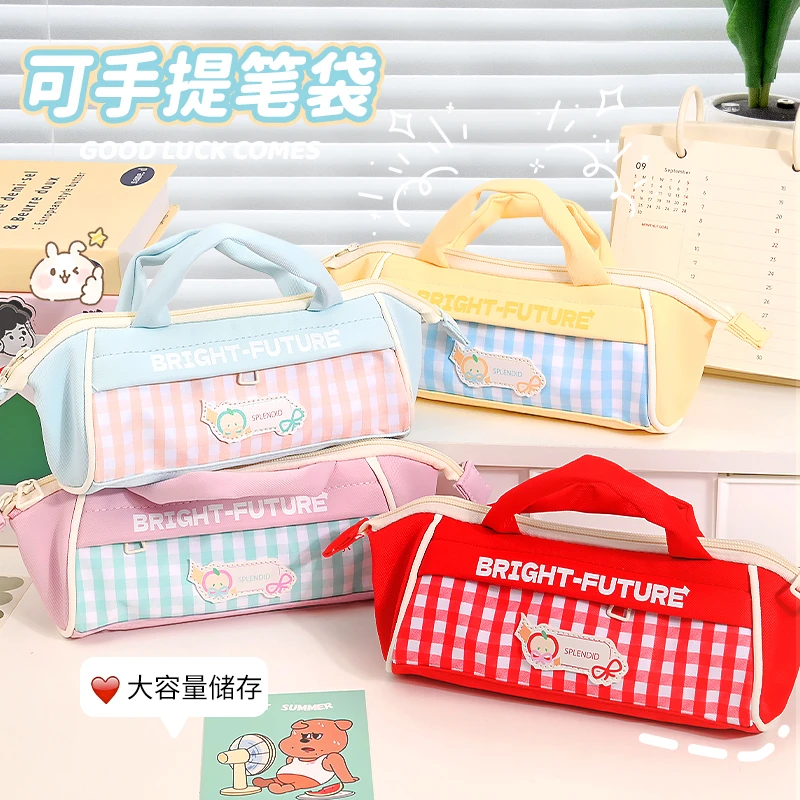 高颜值笔袋可手提女孩用女生新款儿童文具袋网红初中生小众化妆包