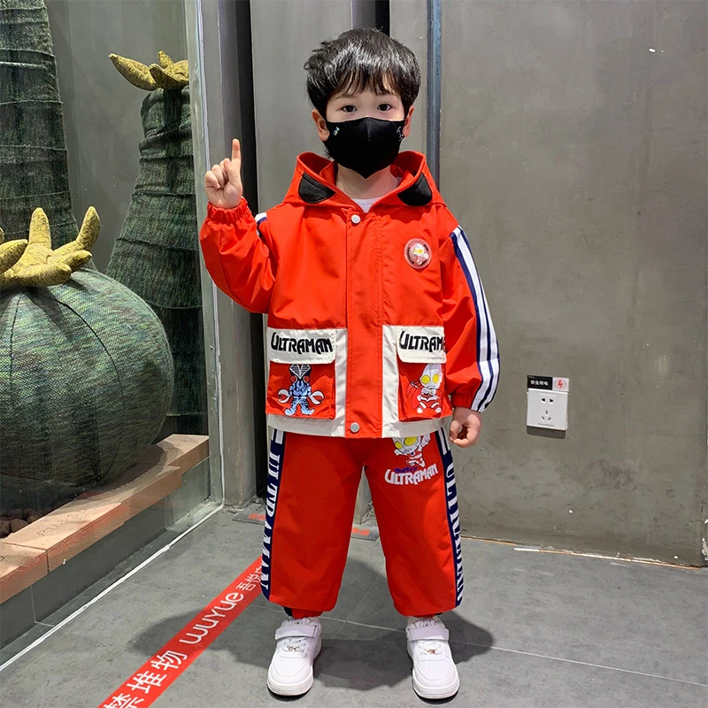 奥特曼衣服男童套装春装2025新款儿童酷帅气男宝宝运动工装两件套