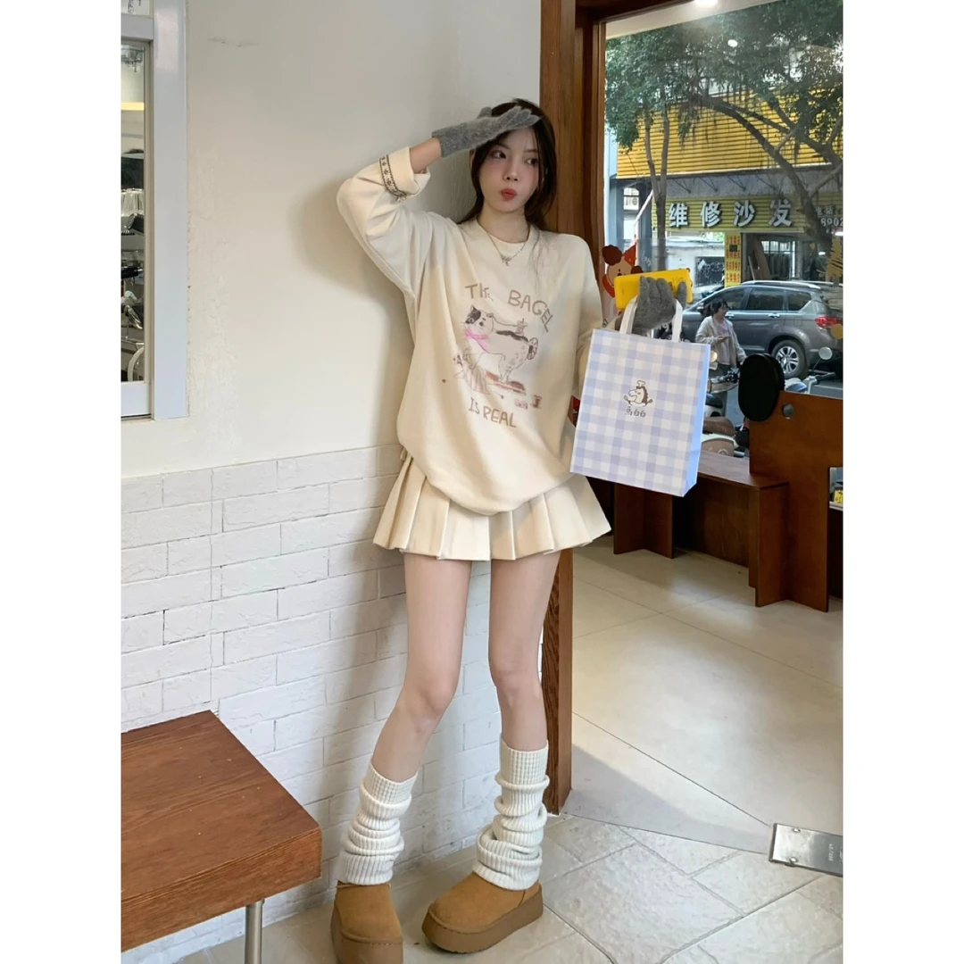 早秋时髦设计感百搭拼接腰百褶短裙显瘦减龄a字裙Y1210