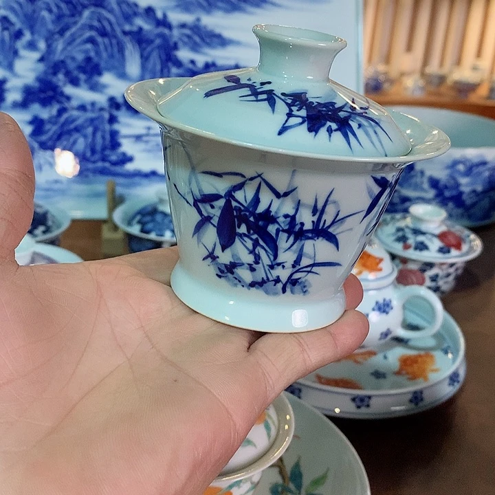 錡镇堂手工手绘盖碗