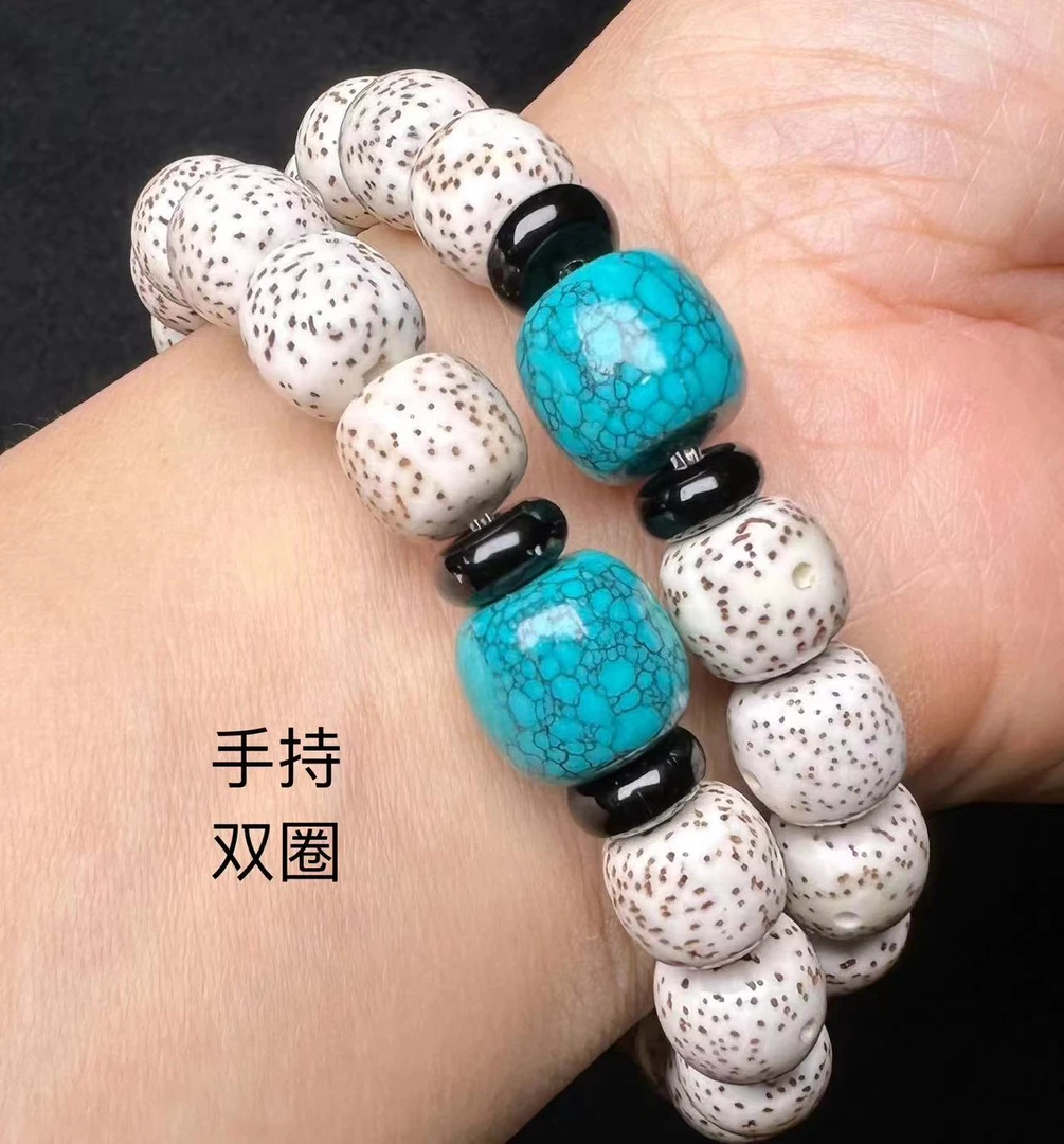 海南星月菩提原生态老型桶珠两圈手串手持车挂款念珠佛珠文玩串