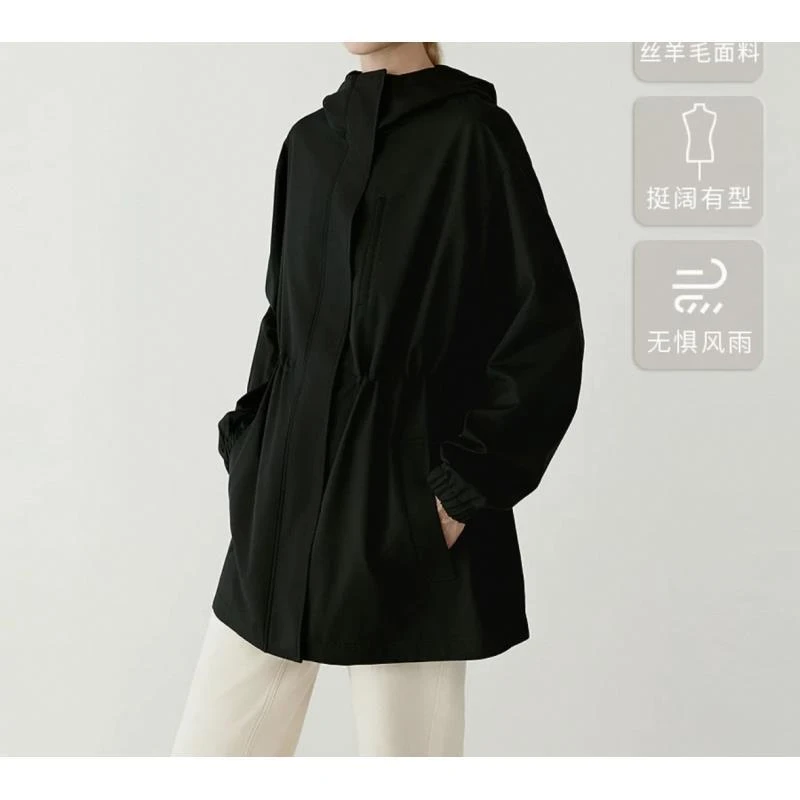 H013[露珠系]小禾系春秋新款精纺平纹布短风衣