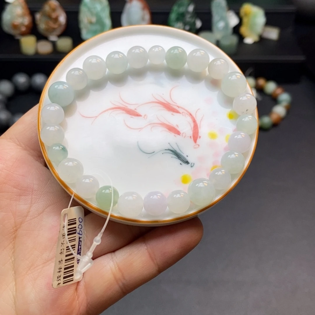 翡翠未镶嵌手串卡6+