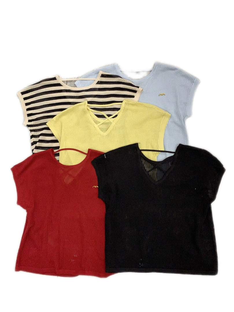 H半X后交叉镂空针织上衣