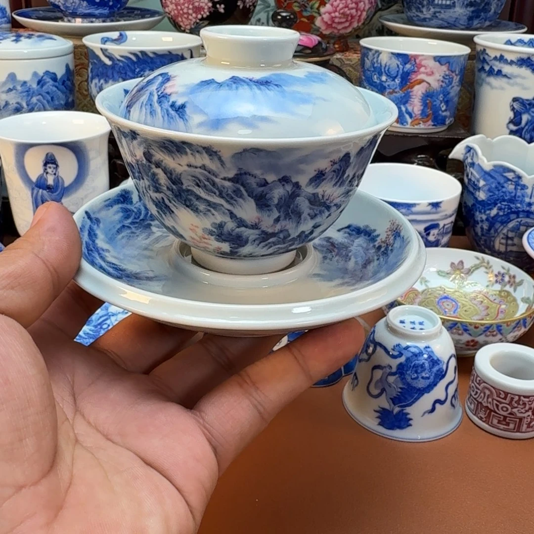 风***淡陶杯子景德镇全手工手绘瓷器