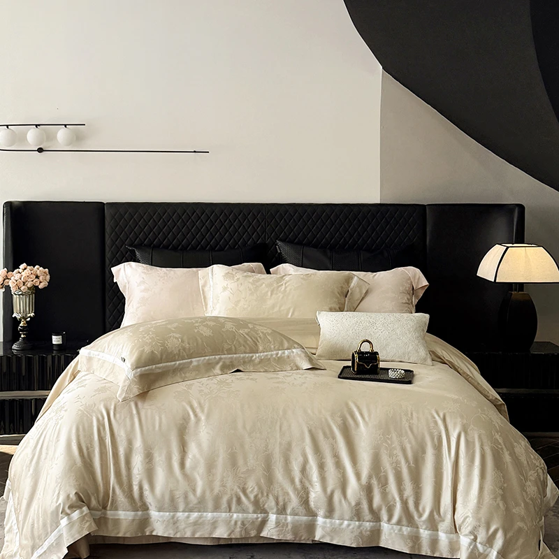 高端轻奢风100S纯棉四件套全棉大提花被套床单高级感四季床上用品