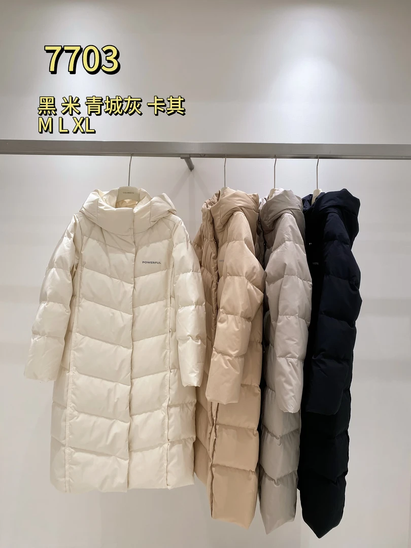 2025新款秋冬长款修身显瘦绒服7703