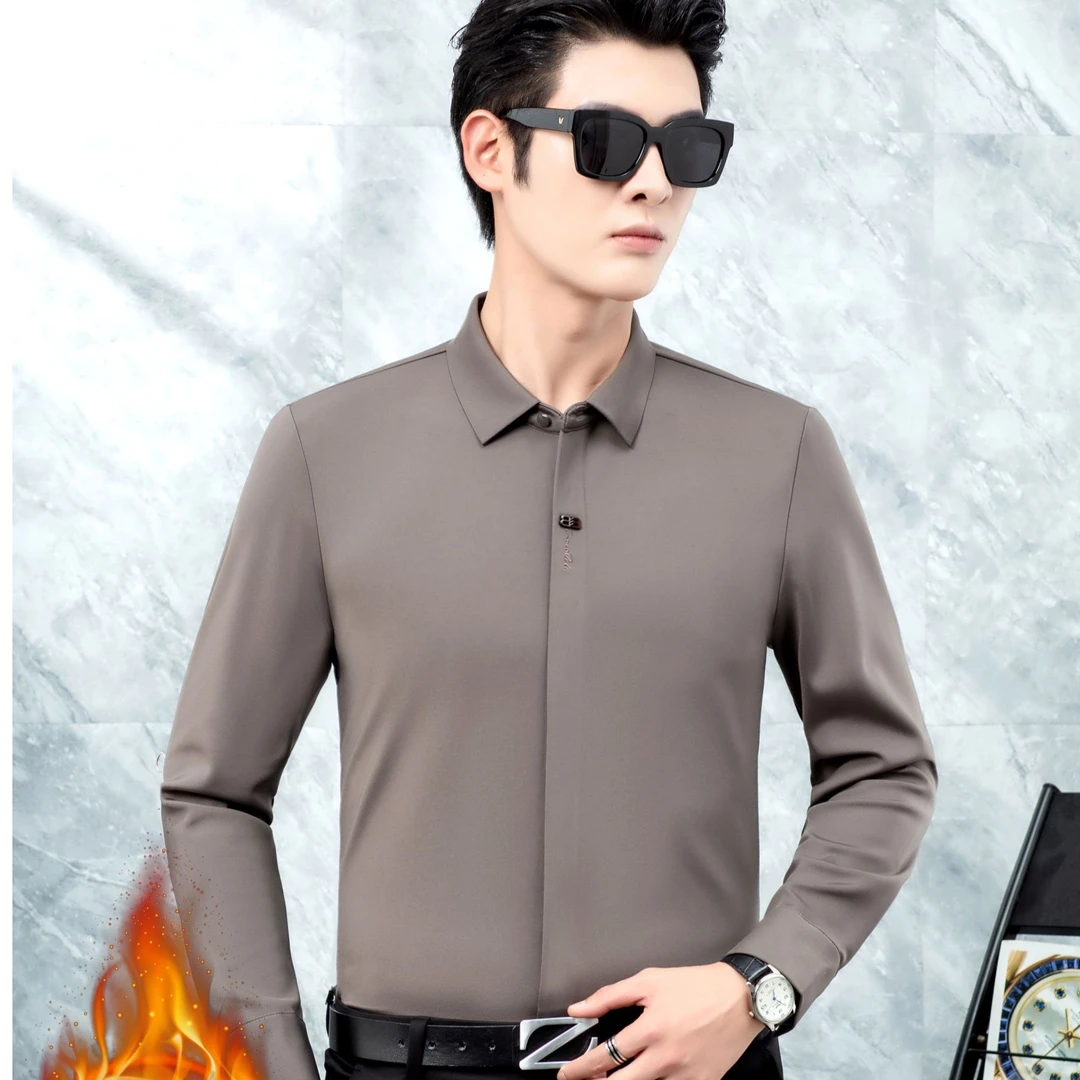 【悠悠专属】冬季高端加绒保暖衬衫男士商务休闲长袖衬衣 88008#