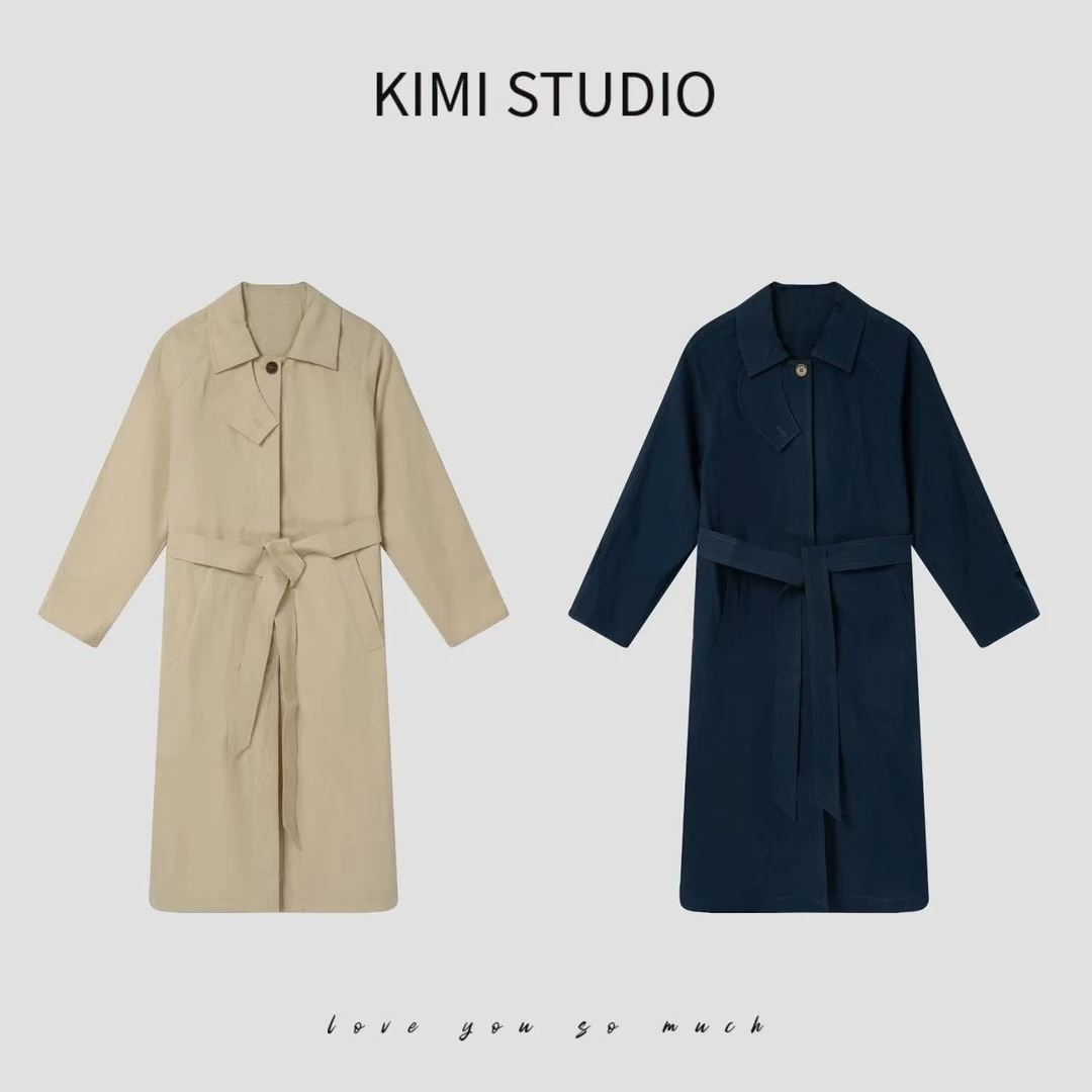 AW25018   盐缩工艺肌理感插肩袖廓形风衣