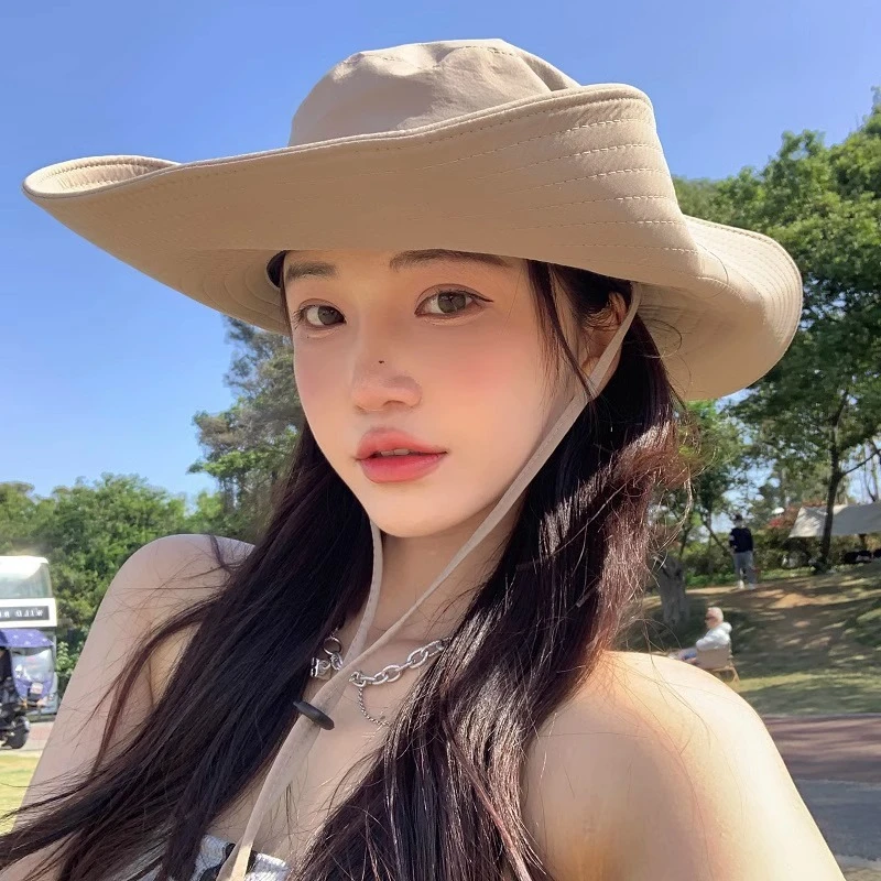 夏季大帽檐遮阳帽户外登山帽男西部牛仔旅游露营遮脸徒步防晒帽女