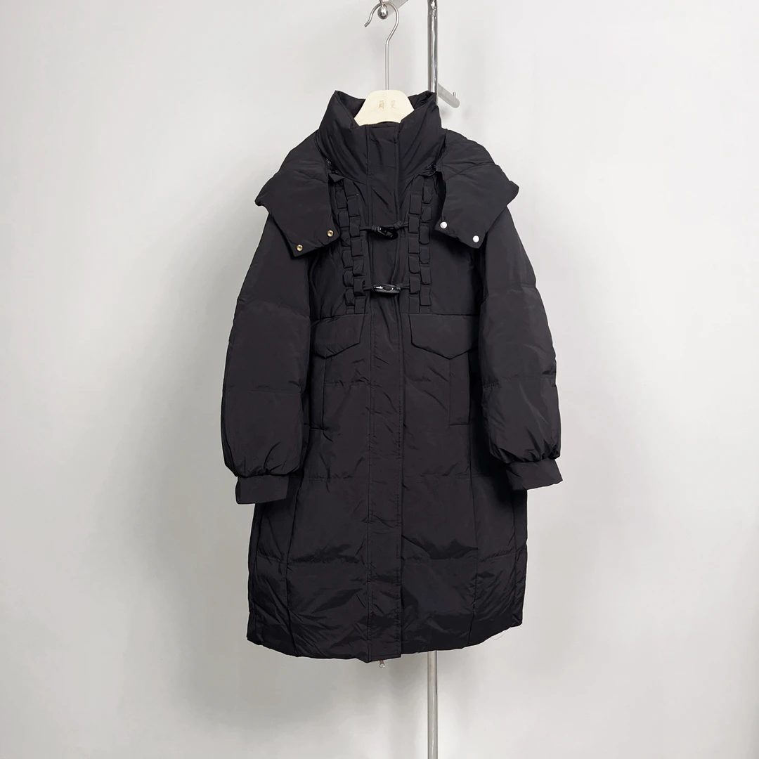 被子款连帽羽绒服女2025时尚百搭过膝保暖外套【6688】