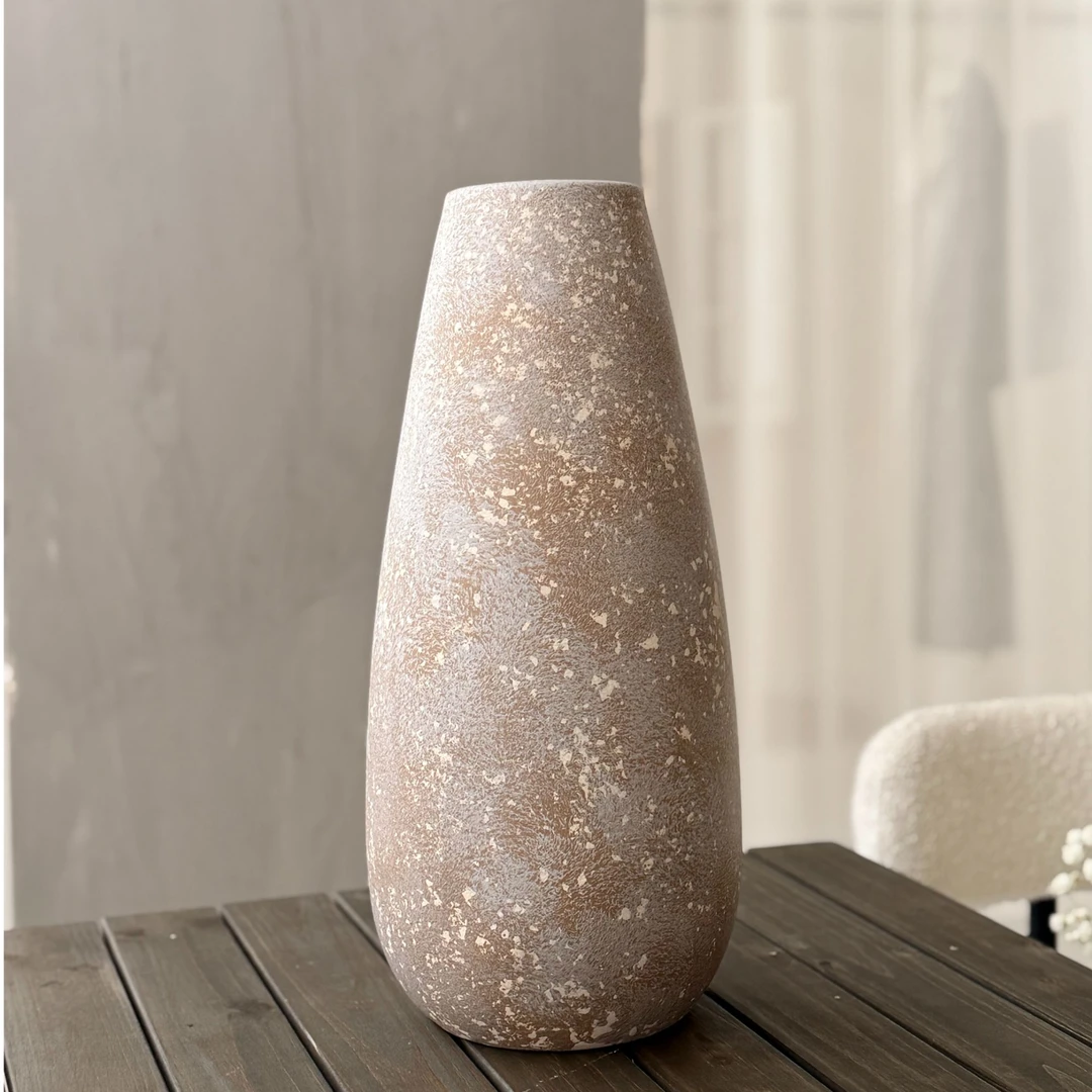 金棕色落地陶瓷花瓶营造高级氛围感家居装饰好物