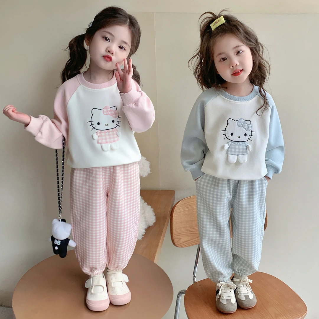 女童套装洋气卡通儿童休闲卫衣两件套小女孩宝宝春秋装2025新款潮