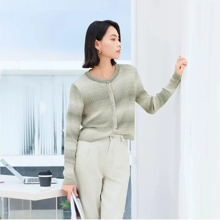 朵以短外套女2025秋冬新款通勤条纹上衣圆领休闲内搭女40DC547075