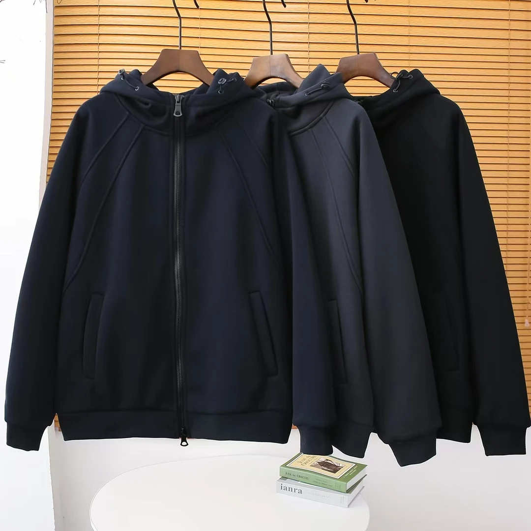 【PS出口订单】重磅纯色休闲百搭连帽外套 2866