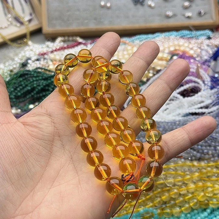 玛瑙/玉髓珠宝半成品未镶嵌一条10mm净体黄水晶