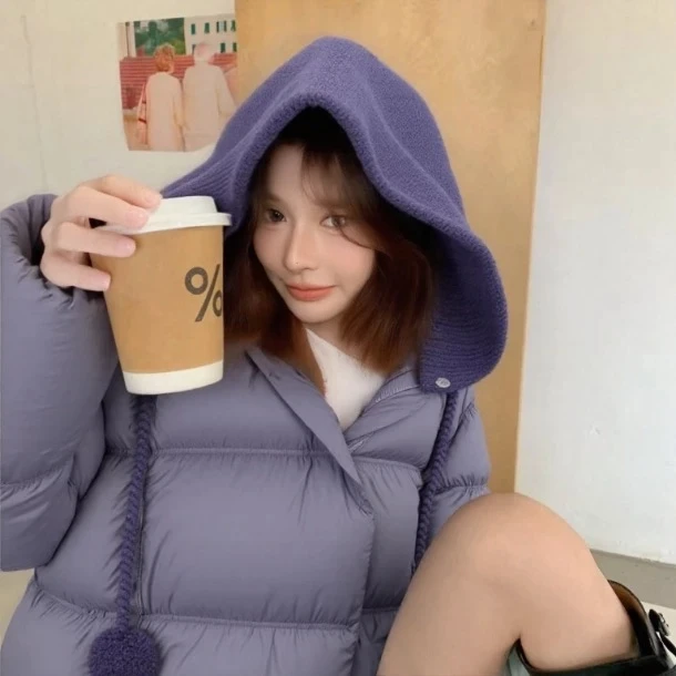 现货羽绒服连帽女巫帽针织帽子东大门少女百搭冬季保暖休闲韩