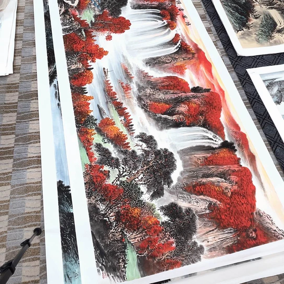 晨***哥国画刘彬老师八尺山水奇奇