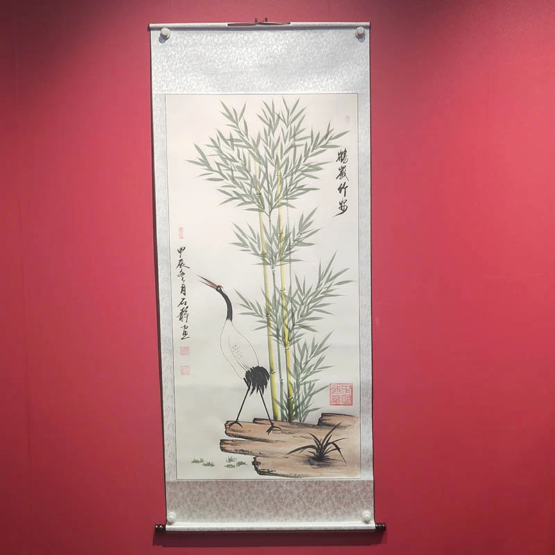 石静 老师 手绘国画 鹤岁竹安